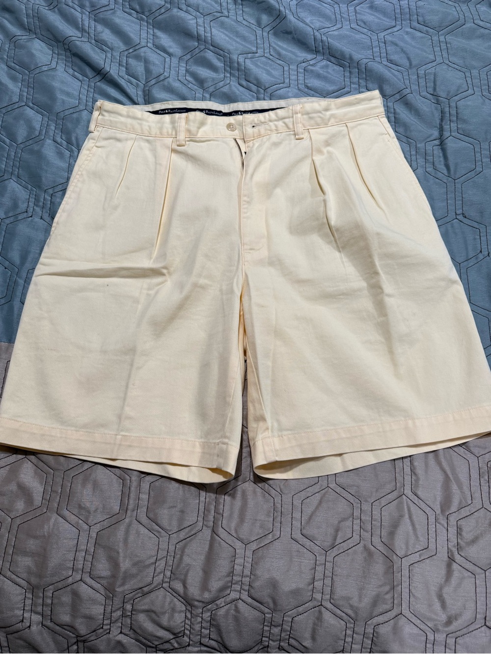 POLO RALPH LAUREN Tyler Pleated-Front Yellow Chino Khaki Shorts Men's Size 34